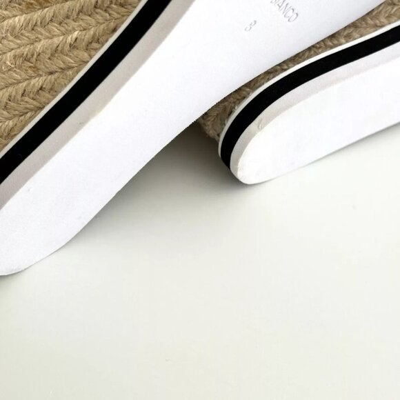 NEW TONY BIANCO Ankle Wrap Espadrille Wedge Sandals in White/Blue Stripe Size 8 - Picture 12 of 12